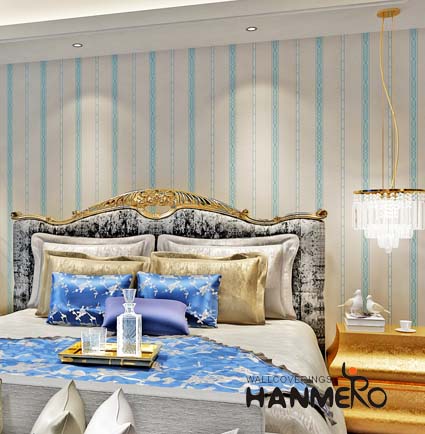 HANMERO Modern Removable Wallpaper Blue Color With Natural Plant Fibers 