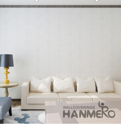 HANMERO European White Embossed Vinyl Wall Paper Murals 0.53*10M/roll Home Decor