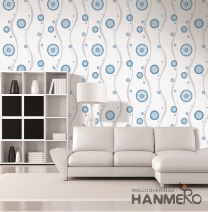 HANMERO Modern Blue Embossed Vinyl Wall Paper Murals 0.53*10M/roll Home Decor
