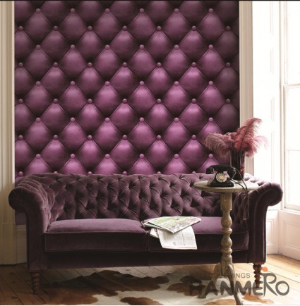 HANMERO 3D Sofa Purple Embossed Vinyl Wall Paper Murals 0.53*10M/roll Home Decor