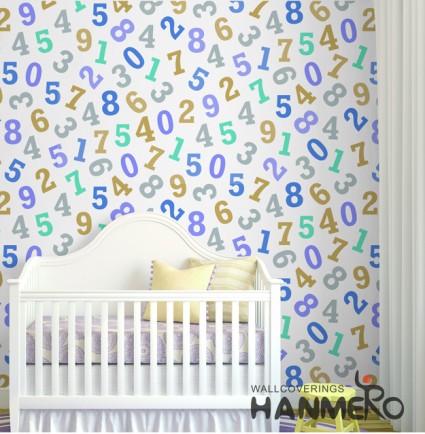HANMERO Kids Cartoon Number Printed Non woven Wallpaper For Baby Interior Room