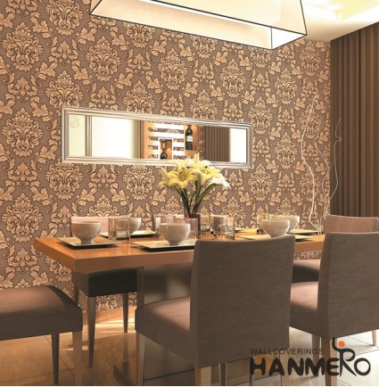 HANMERO Wall Decoration European PVC Foam Floral Brown Room Interior Wallpaper