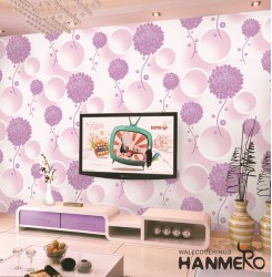 HANMERO Wall Decoration Modern PVC Foam Floral Purple Room Interior Wallpaper