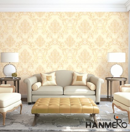  HANMERO Wall Decoration European PVC Foam Floral Yellow Room Interior Wallpaper