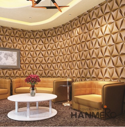 HANMERO 3D Modern Embossing PVC Wallpaper 20.86*393inches Yellow Home Decor