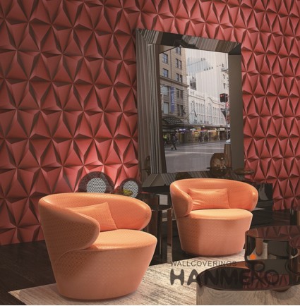 HANMERO 3D Modern Embossing PVC Wallpaper 20.86*393inches Red Home Decor