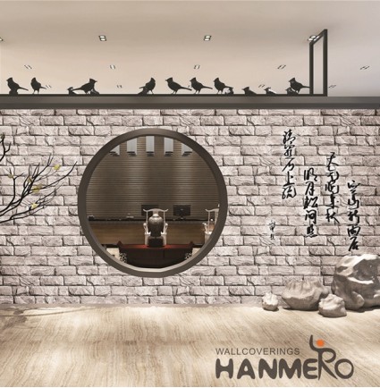 HANMERO 3D Retro Embossing PVC Wallpaper 20.86*393inches Gray Home Decor