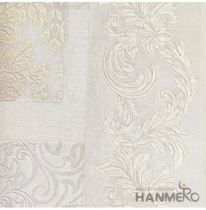 HANMERO European Deep Embossed PVC Cream Floral Wallpaper 580g 0.53 0M Roll
