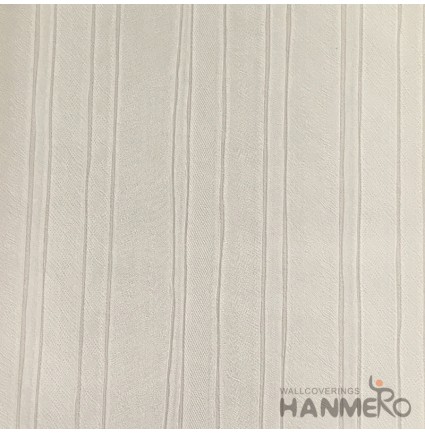 HANMERO European Deep Embossed PVC Cream Stripes Wallpaper 580g 0.53*10M/Roll