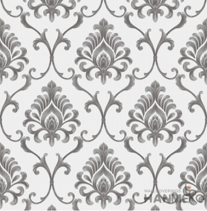 HANMERO Embossed European Floral Grey PVC Wallpaper For Home Interior Decoration