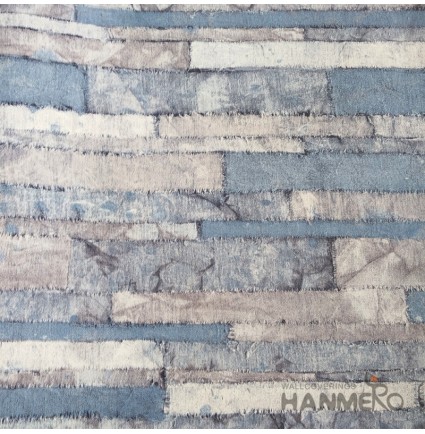  HANMERO Modern Brick Blue PVC Inhibit Foaming Wallpaper Decoration For Wall