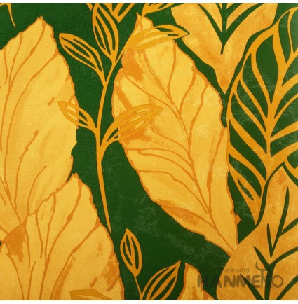  HANMERO Modern Leaf Green And Gold PVC Inhibit Foaming Wallpaper Decoration For Wall