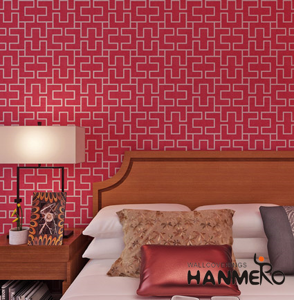 HANMERO Modern Red Geometric PVC Wallpaper For Home Decoration