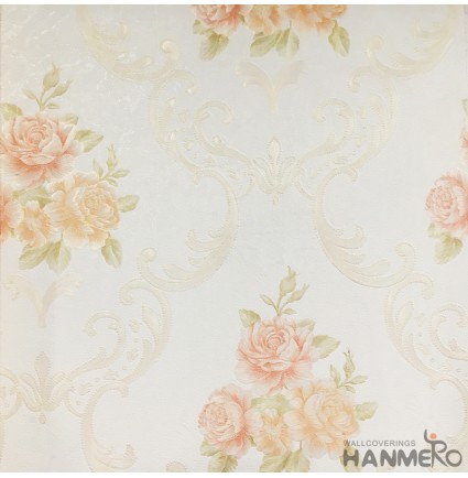 Hanmero Home Decoration Light Yellow Flower Pastrol Vinyl Embossed Wallpaper 0.53*10M/Roll