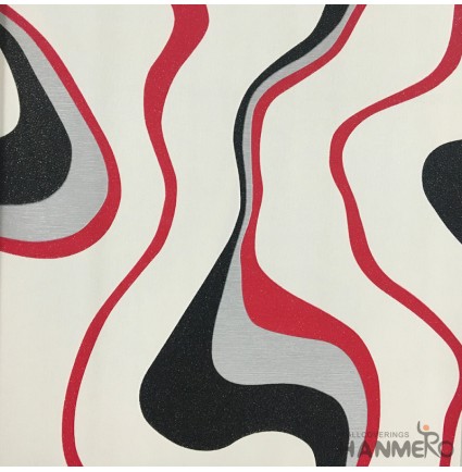 Hanmero Home Decoration Multi Color Geometric Curve Modern Vinyl Embossed Wallpaper 0.53*10M/Roll