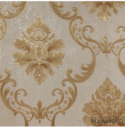 Hanmero Home Decoration Brown Flowers European Vinyl Embossed Wallpaper 0.53*10M/Roll