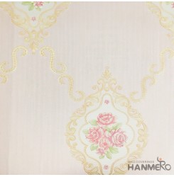 Hanmero Home Decoration Pale Pink Floral European Vinyl Embossed Wallpaper 0.53*...