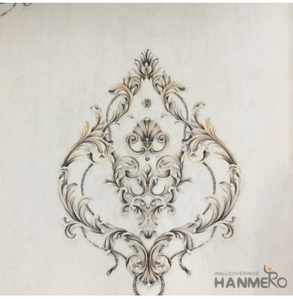 Hanmero Home Decoration Grey Floral European Vinyl Embossed Wallpaper 0.53*10M/Roll