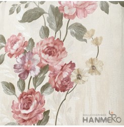 HANMERO Standard Floral PVC Wallpaper Pastoral Pink 0.53*10M/Roll For Room Wall