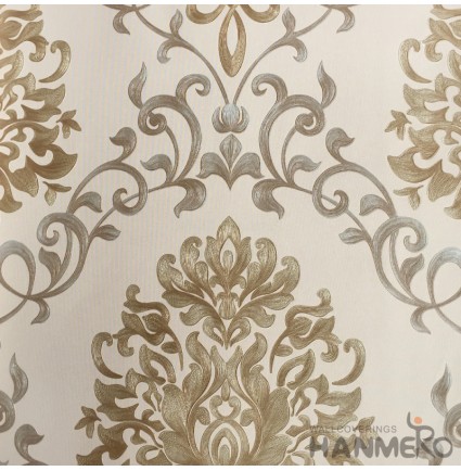HANMERO European Vinyl Embossed Floral Brown Wallpaper For Bedding Living Room