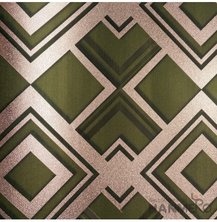 HANMERO PVC Modern Geometric 3D Green Metallic Wallpaper For Interior Wall Decor