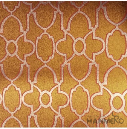 HANMERO PVC Chinese Style Floral Yellow Metallic Wallpaper For Interior Wall Decor