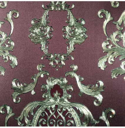 HANMERO PVC European Floral Dark Brown Metallic Wallpaper For Interior Wall Decor