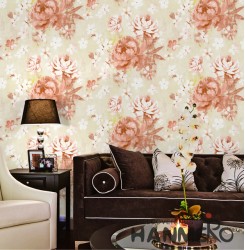 HANMERO China Floral Printed Vinyl Wallpaper 0.53*10M/roll For Room Decoration