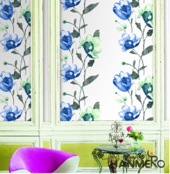 HANMERO Pastoral Blue Floral Printed Vinyl Wallpaper 0.53*10M/roll For Room Deco...