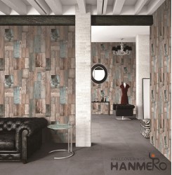 Hanmero Modern 3D Wood  Multi Color Embossed PVC Wallpaper 0.53*10M/roll Interio...