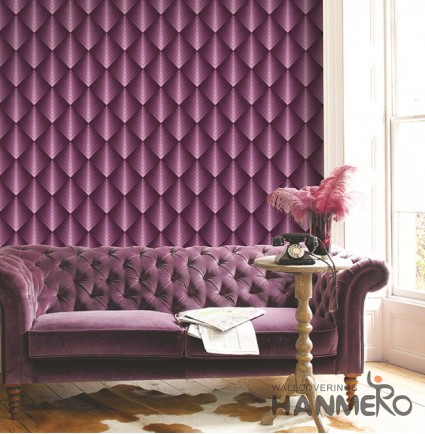Hanmero Modern 3D Geometric Violet Embossed PVC Wallpaper 0.53*10M/roll Interior Home