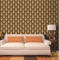 Hanmero Modern 3D Geometric Yellow Embossed PVC Wallpaper 0.53*10M/roll Interior...