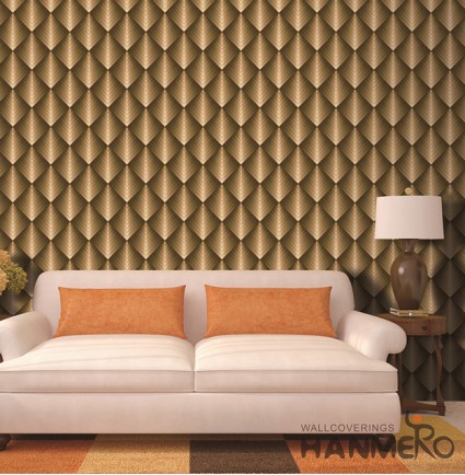 Hanmero Modern 3D Geometric Yellow Embossed PVC Wallpaper 0.53*10M/roll Interior Homeyellow