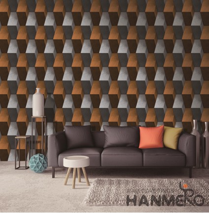 Hanmero Modern 3D Geometric Bright  Embossed PVC Wallpaper 0.53*10M/roll Interior Home