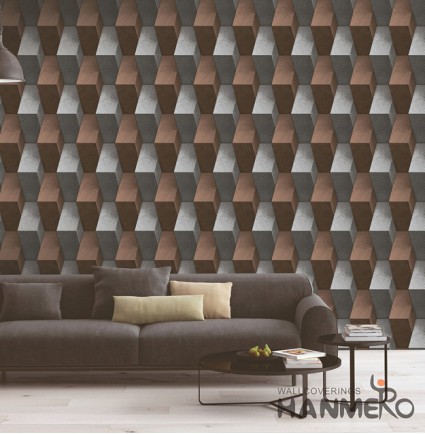 Hanmero Modern 3D Geometric Gloomy Embossed PVC Wallpaper 0.53*10M/roll Interior Home