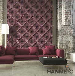 Hanmero Modern 3D Geometric 3D Dark Red Embossed PVC Wallpaper 0.53*10M/roll Int...