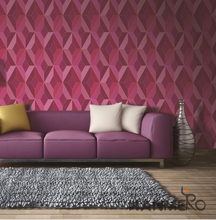 Hanmero Modern 3D Geometric Deep red Embossed PVC Wallpaper 0.53*10M/roll Interior Home