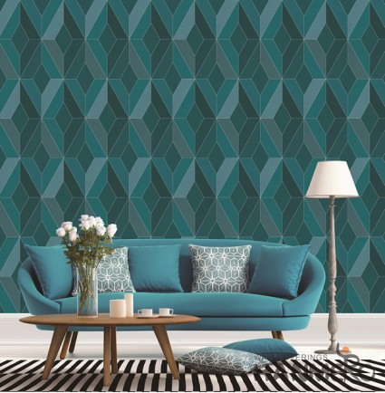 Hanmero Modern 3D Geometric Deep Blue Embossed PVC Wallpaper 0.53*10M/roll Interior Home