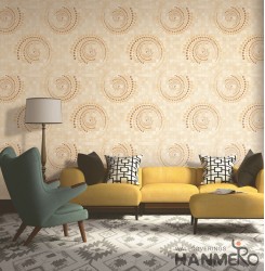 Hanmero Modern 3D Circle Bright Brown Embossed PVC Wallpaper 0.53*10M/roll Inter...
