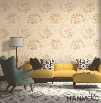 Hanmero Modern 3D Circle Bright Brown Embossed PVC Wallpaper 0.53*10M/roll Interior Home