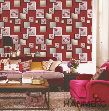 Hanmero Modern 3D Geometric Flower Sapanwood Embossed PVC Wallpaper 0.53*10M/roll Interior Home