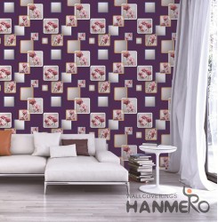 Hanmero Modern 3D Geometric Flower Violet Embossed PVC Wallpaper 0.53*10M/roll I...