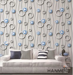 Hanmero Modern 3D Geometric Gray Embossed PVC Wallpaper 0.53*10M/roll Interior H...