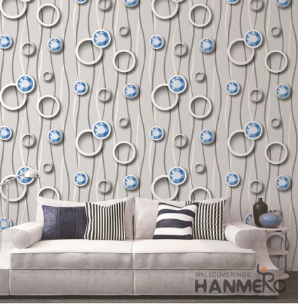 Hanmero Modern 3D Geometric Gray Embossed PVC Wallpaper 0.53*10M/roll Interior Home