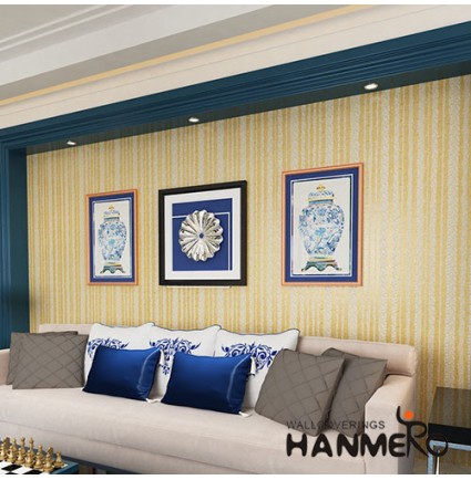 HANMERO High-end 0.53*10M/Roll Golden Color Beautiful Design Sandstone Particle Wallpaper with Unique Technology