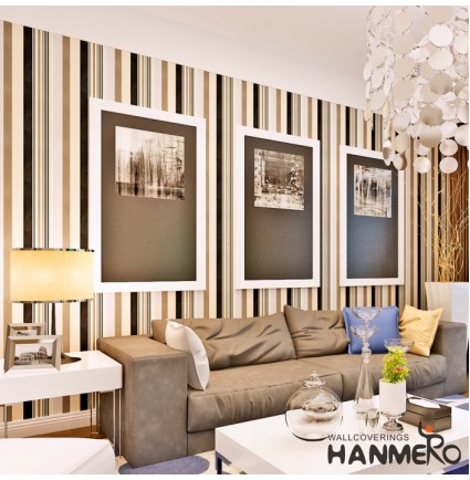 HANMERO European Modern Minimalist Country Luxury Stripes PVC Embossing Wallpaper Roll for Living Room Bedroom TV Backdrop Wall Black/White Color