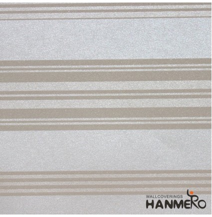 Hanmero 20.86 Inches By 393.7 Inches Classic Light-colored Narrow Stripe Non Woven Living Wall Paper Champagne