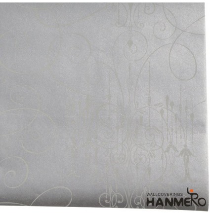 HANMERO Modern Minimalist Glitter Lines and Chandelier Pattern Long Murals Flocking Non-woven Wall Paper Roll for Living Bedroom TV Backdrop - Silver Grey