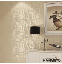 HANMERO Modern Letters Removable Embossing Nonwoven Wallpaper 20.86 inches by 393 inches for Sitting Bedroom Home Decor (Coffee)
