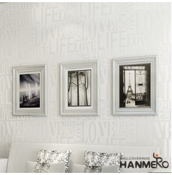 HANMERO Modern Letters Removable Embossing Nonwoven Wallpaper 20.86 inches by 393 inches for Sitting Bedroom Home Decor (White)